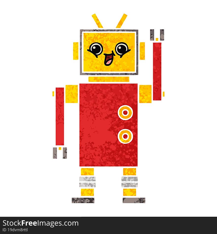 Retro Illustration Style Cartoon Robot