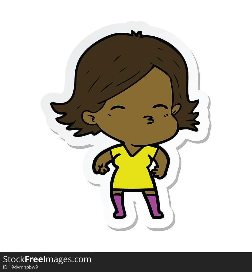 sticker of a cartoon woman