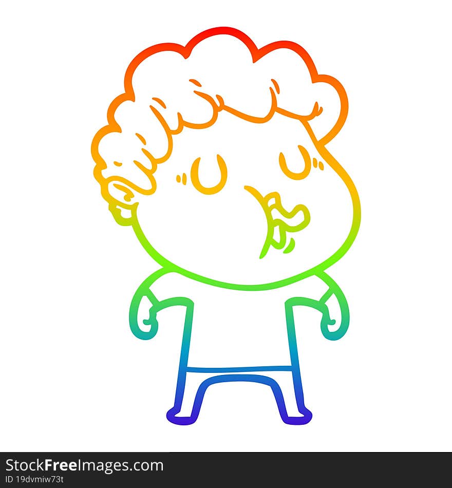 Rainbow Gradient Line Drawing Cartoon Man Singing