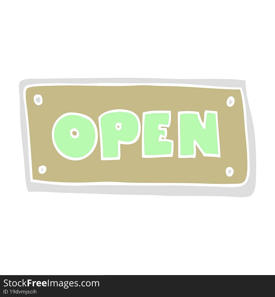 flat color illustration of a cartoon open sign