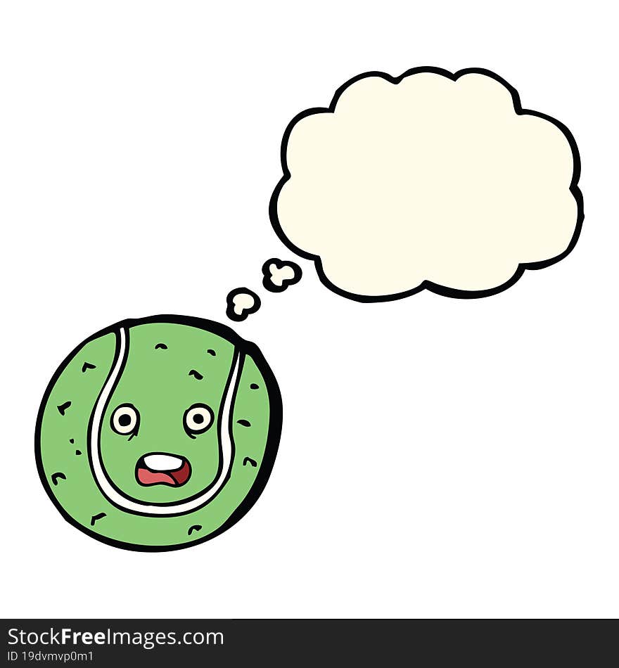 cartoon tennis ball with thought bubble