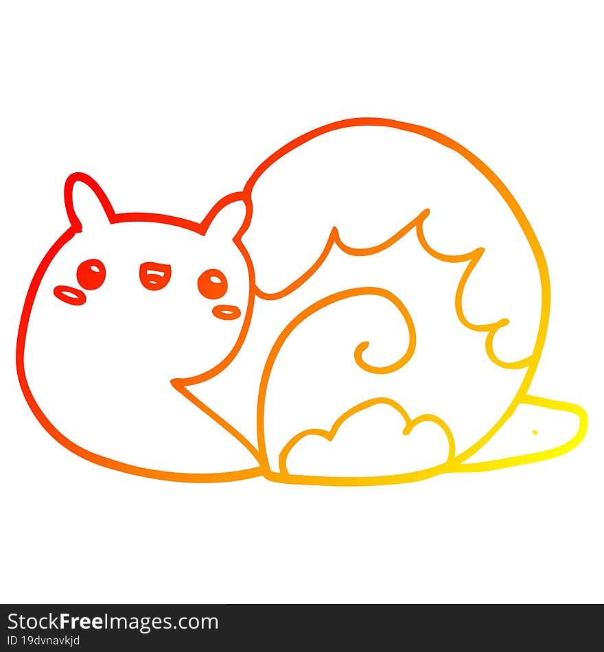 warm gradient line drawing cute cartoon snail