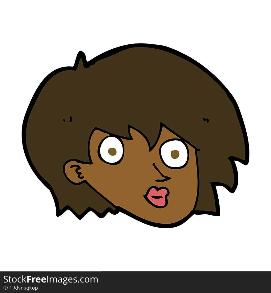 cartoon surprised female face