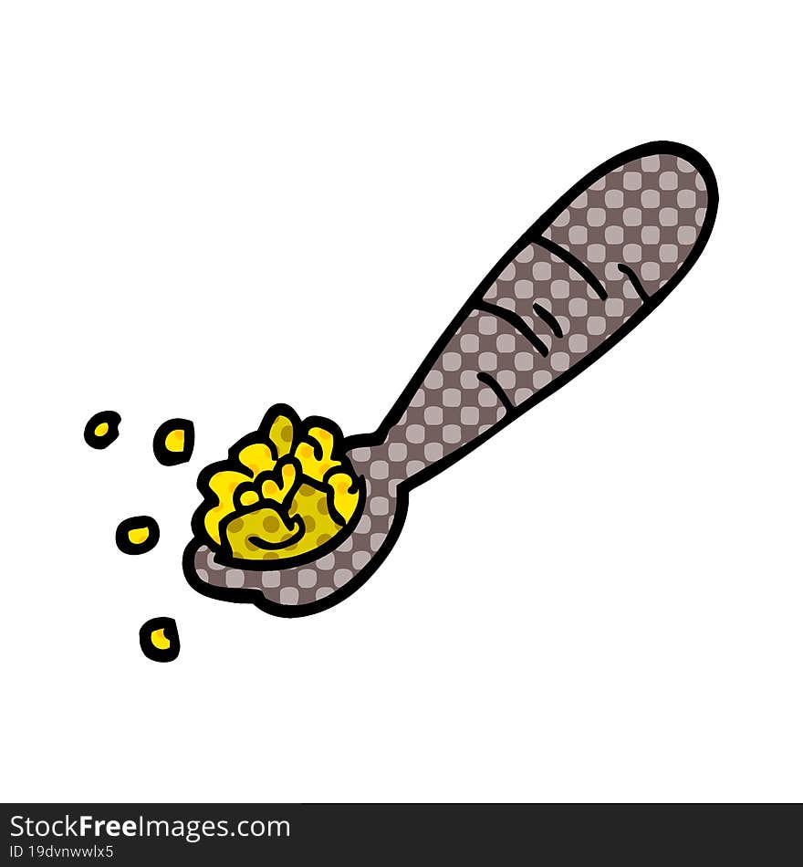 cartoon doodle spoon of cereal