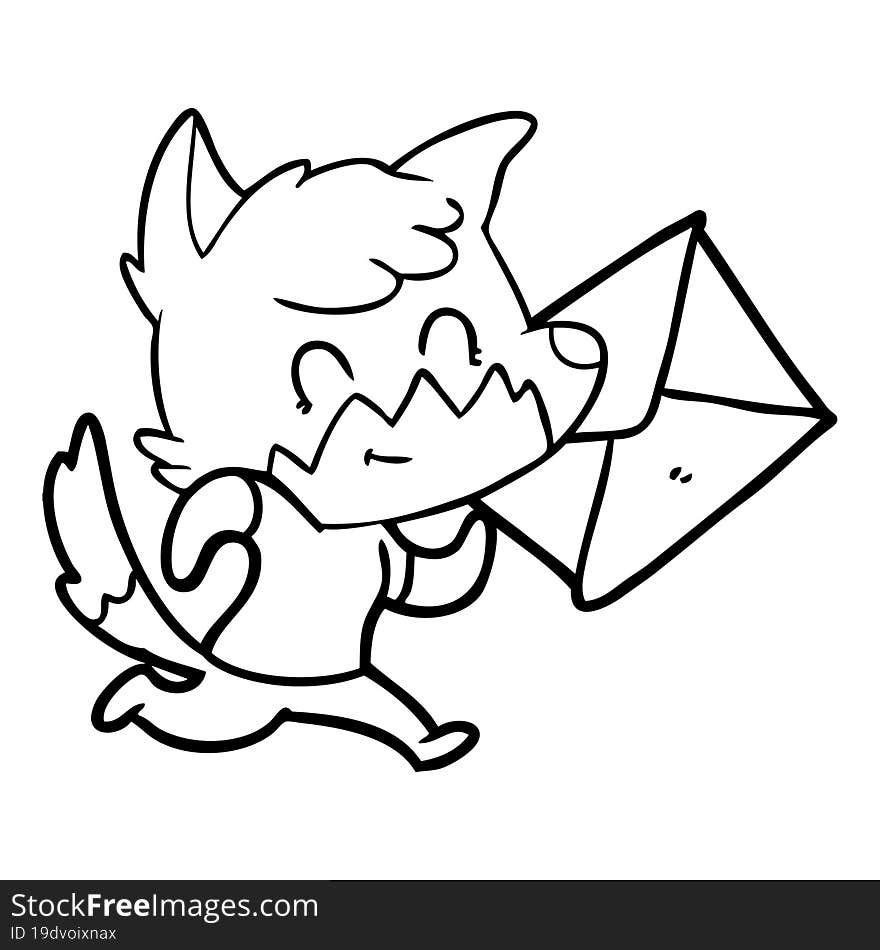 cartoon happy fox with letter. cartoon happy fox with letter