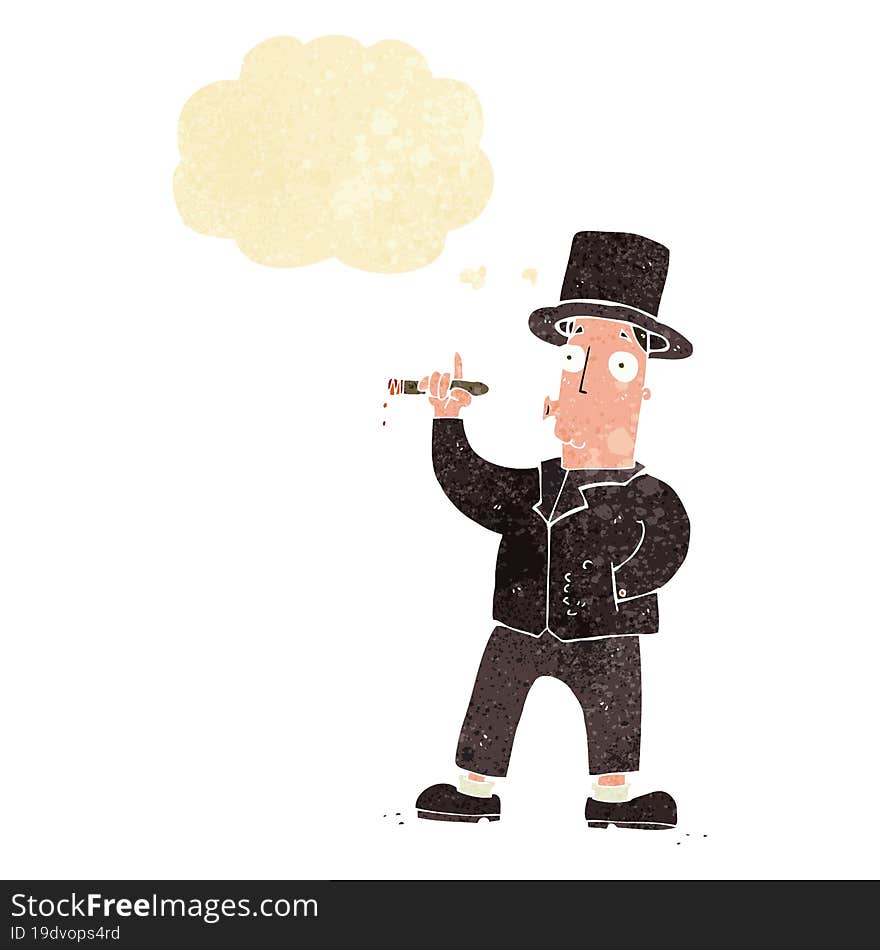 cartoon smoking gentleman with thought bubble