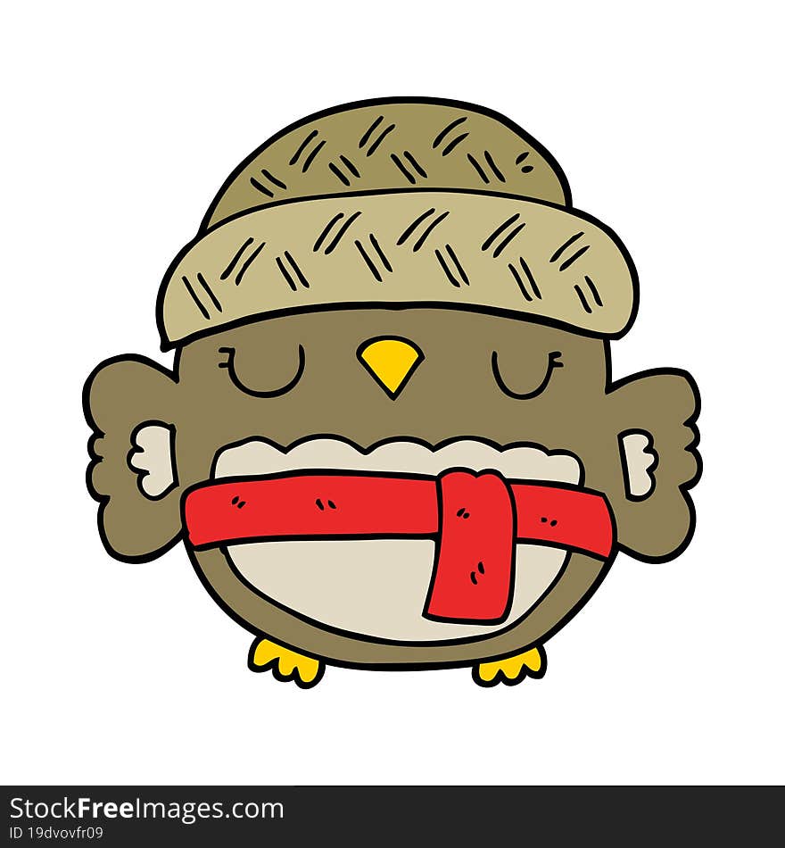 Cute Cartoon Owl In Hat