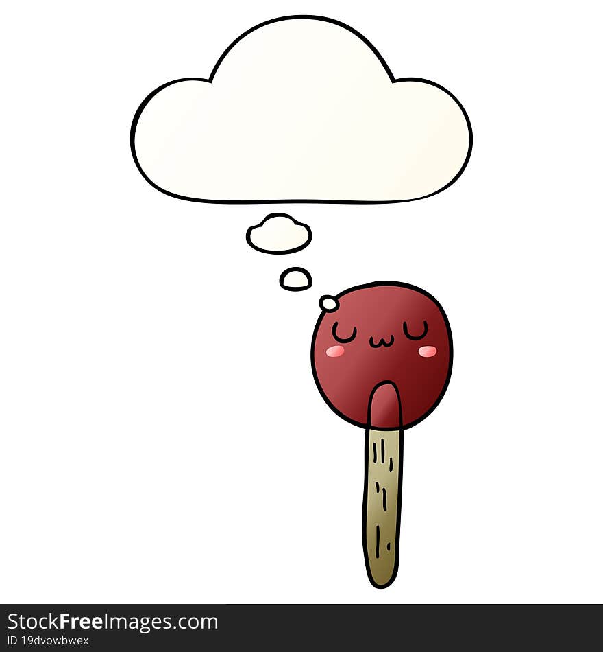 cartoon lollipop and thought bubble in smooth gradient style