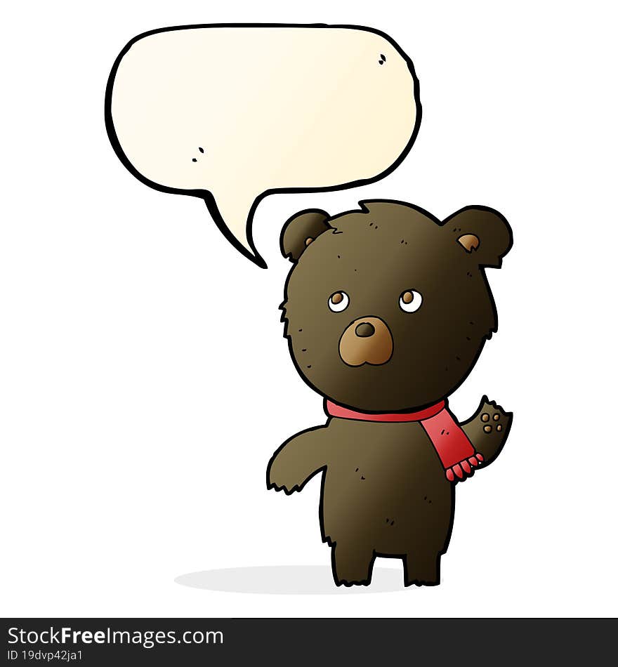 cartoon cute black bear with speech bubble