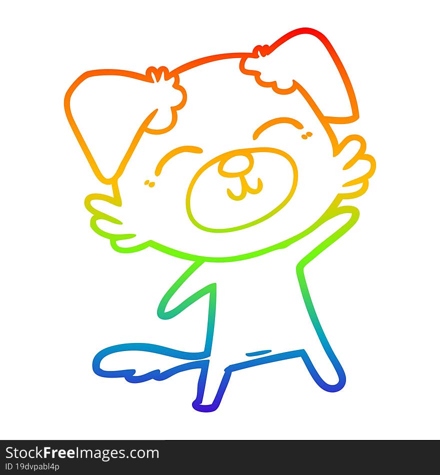 Rainbow Gradient Line Drawing Cartoon Dog