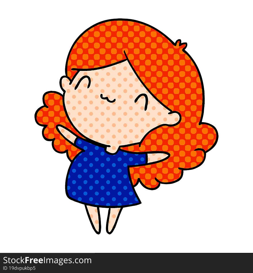 cartoon illustration of a cute kawaii girl. cartoon illustration of a cute kawaii girl