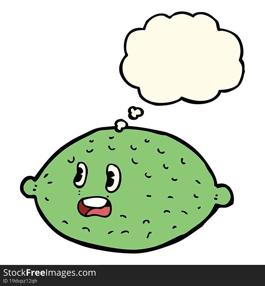 cartoon lime with thought bubble