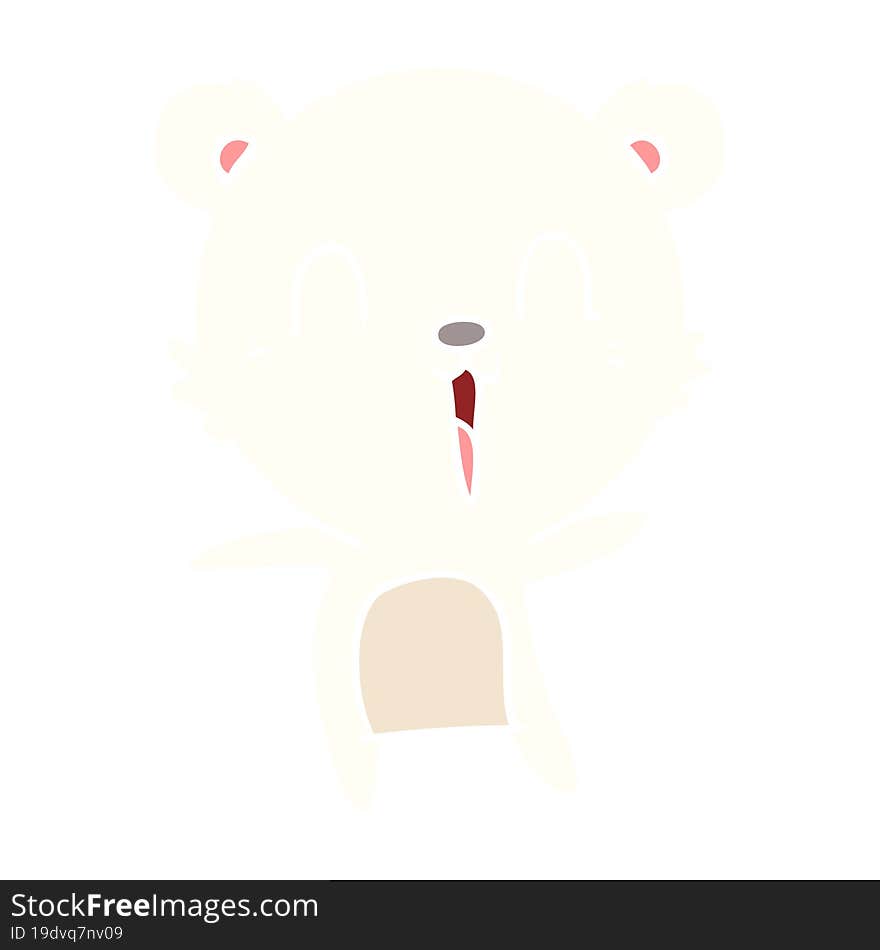 Happy Flat Color Style Cartoon Polar Bear