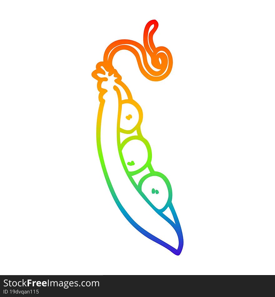 rainbow gradient line drawing of a cartoon peas in pod