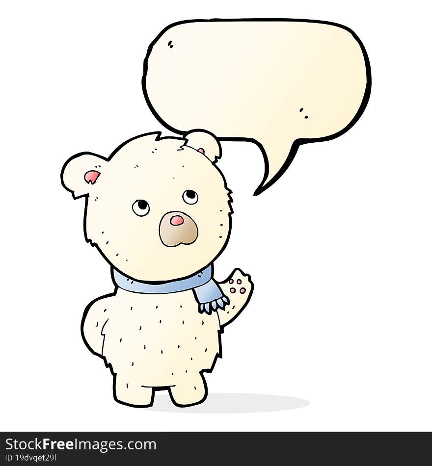 cartoon cute polar bear with speech bubble