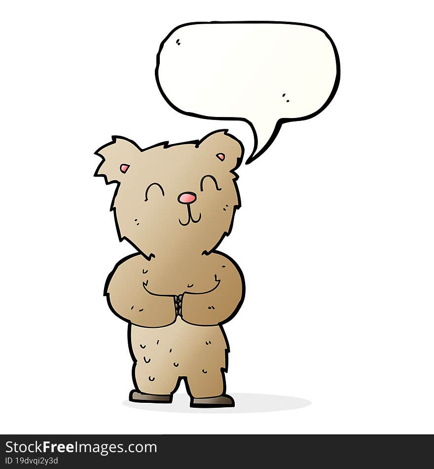 cartoon happy little bear with speech bubble