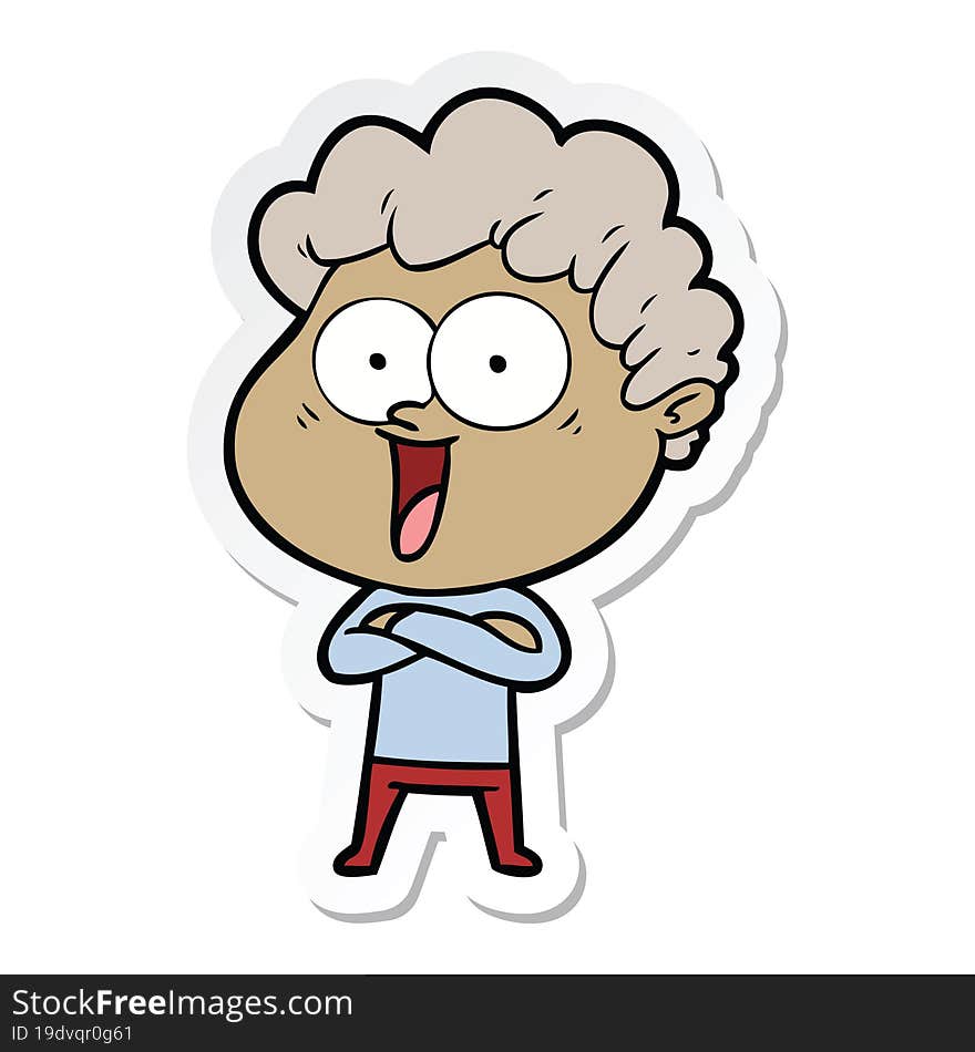 sticker of a cartoon happy man