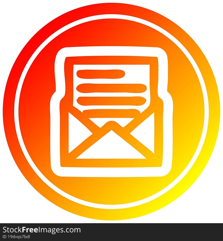 envelope letter circular icon with warm gradient finish. envelope letter circular icon with warm gradient finish