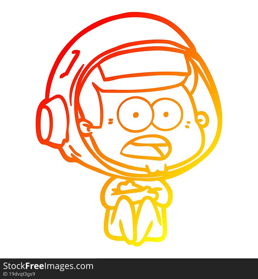 warm gradient line drawing cartoon surprised astronaut