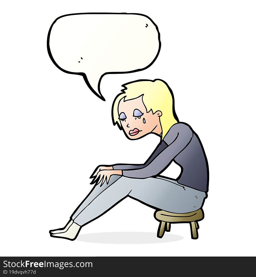 cartoon crying woman with speech bubble