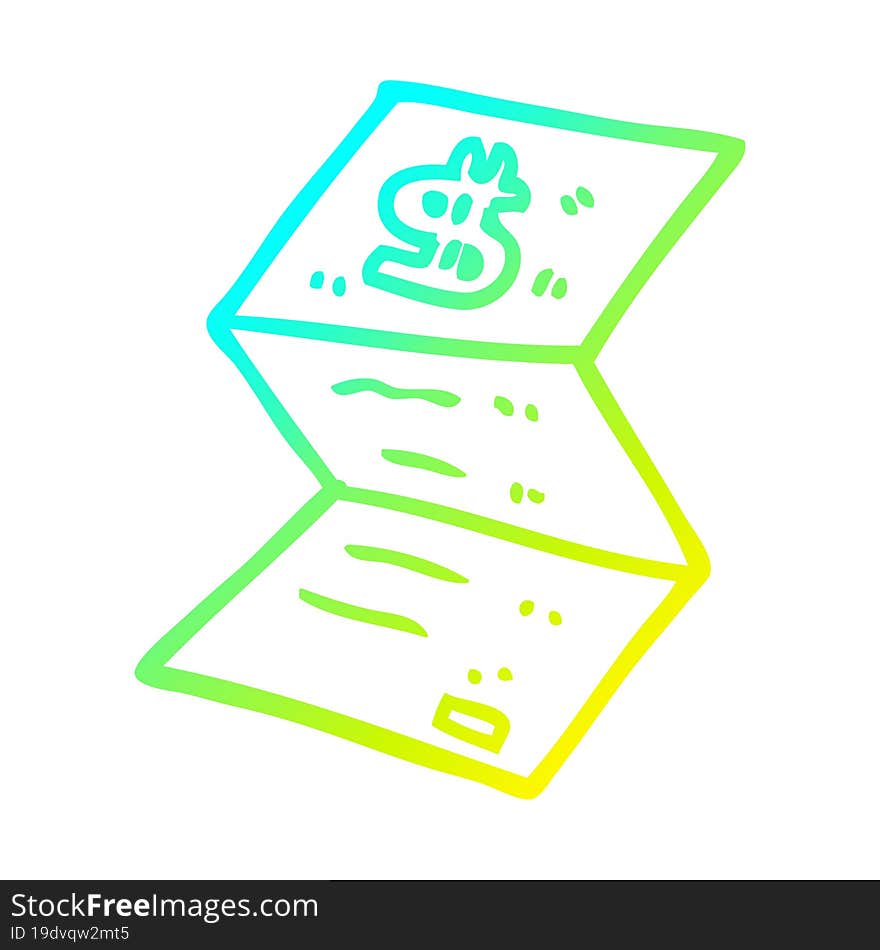 Cold Gradient Line Drawing Cartoon Legal Money Letter