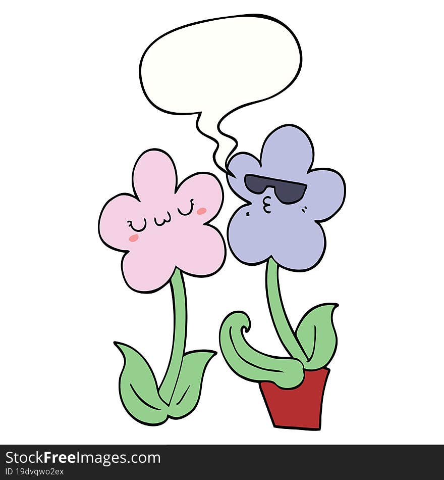 cute cartoon flower with speech bubble. cute cartoon flower with speech bubble