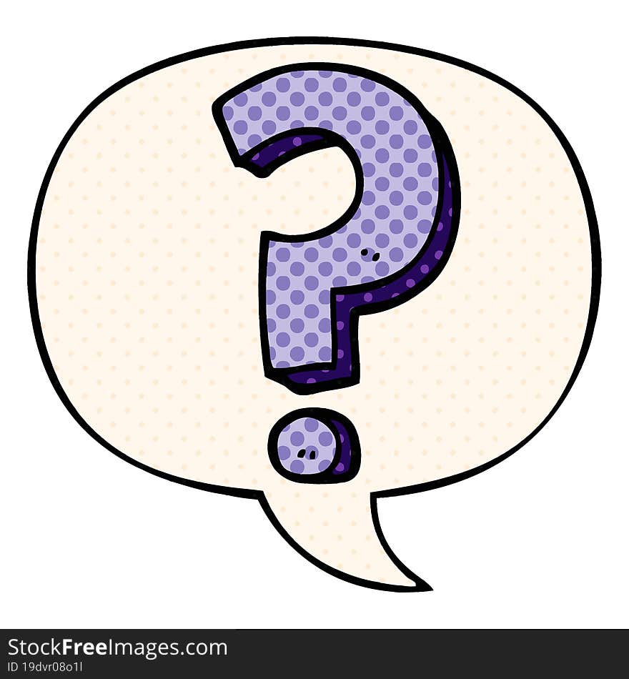 Cartoon Question Mark And Speech Bubble In Comic Book Style