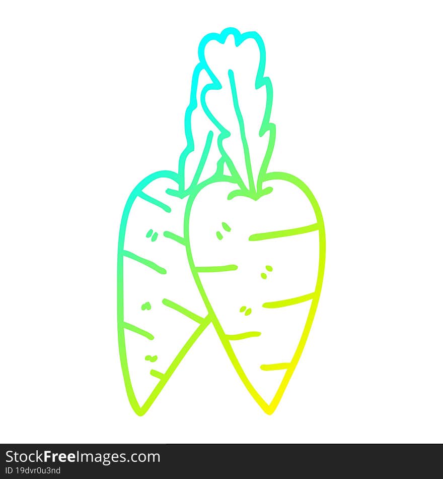 Cold Gradient Line Drawing Cartoon Organic Carrots