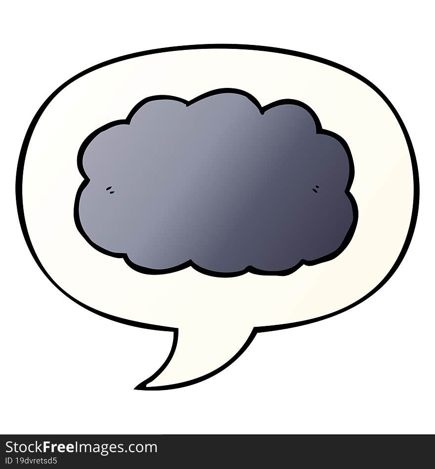 cartoon cloud and speech bubble in smooth gradient style