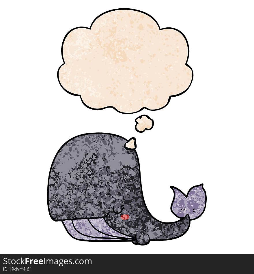 cartoon whale and thought bubble in grunge texture pattern style