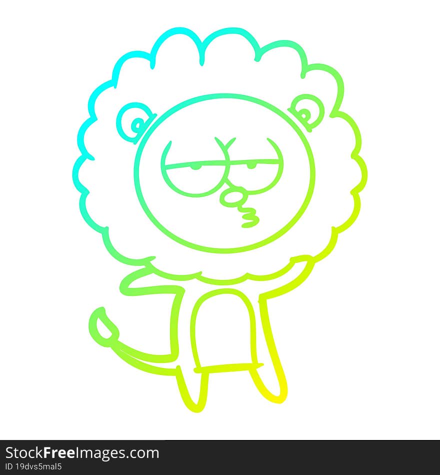 cold gradient line drawing cartoon bored lion