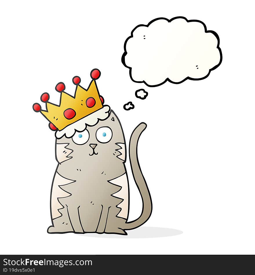 Thought Bubble Cartoon Cat With Crown