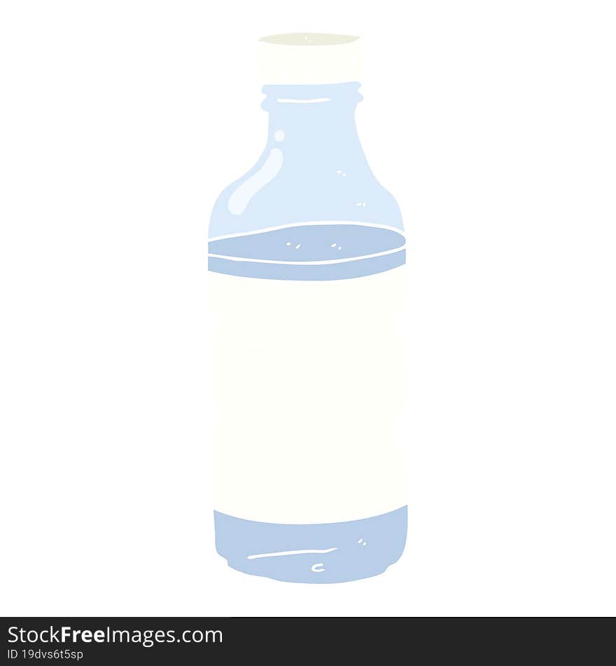 Flat Color Illustration Of A Cartoon Water Bottle