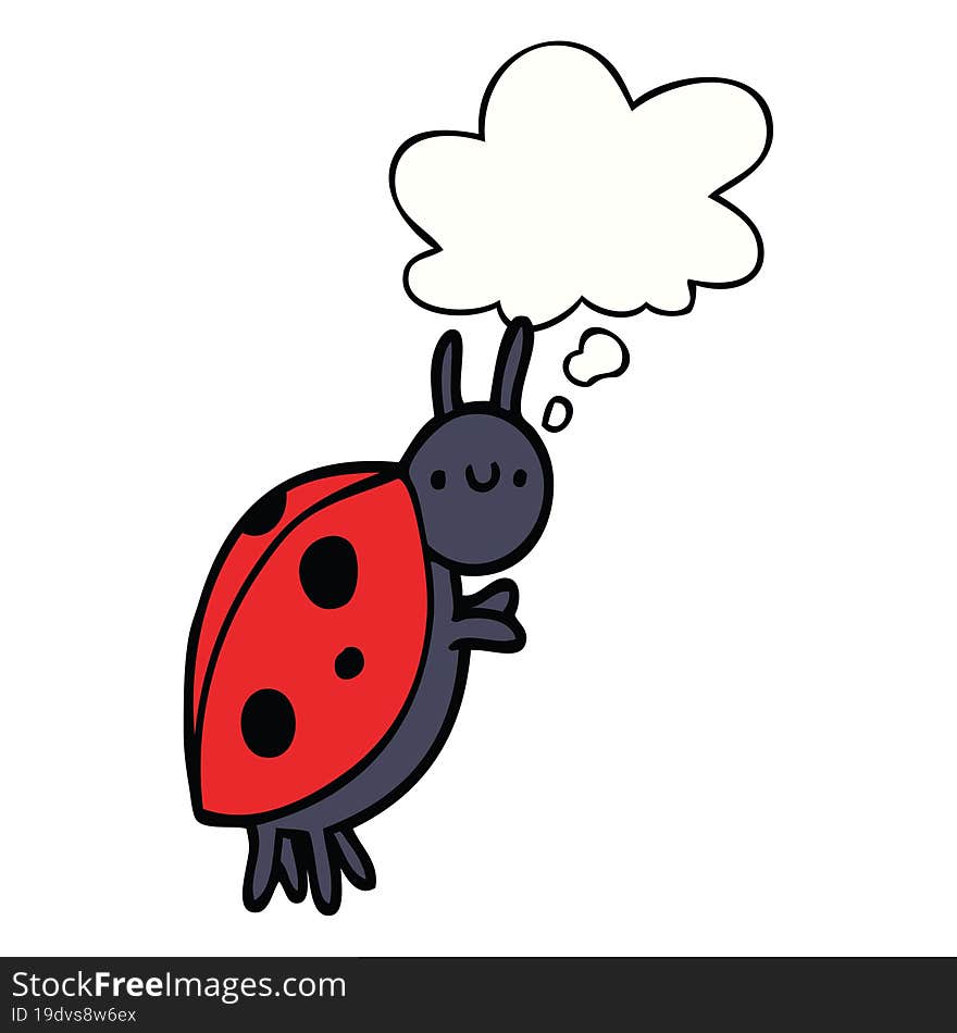 cartoon ladybug and thought bubble