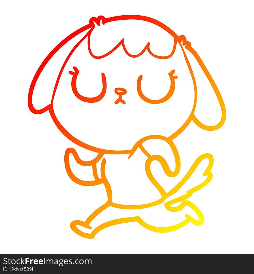 warm gradient line drawing cute cartoon dog