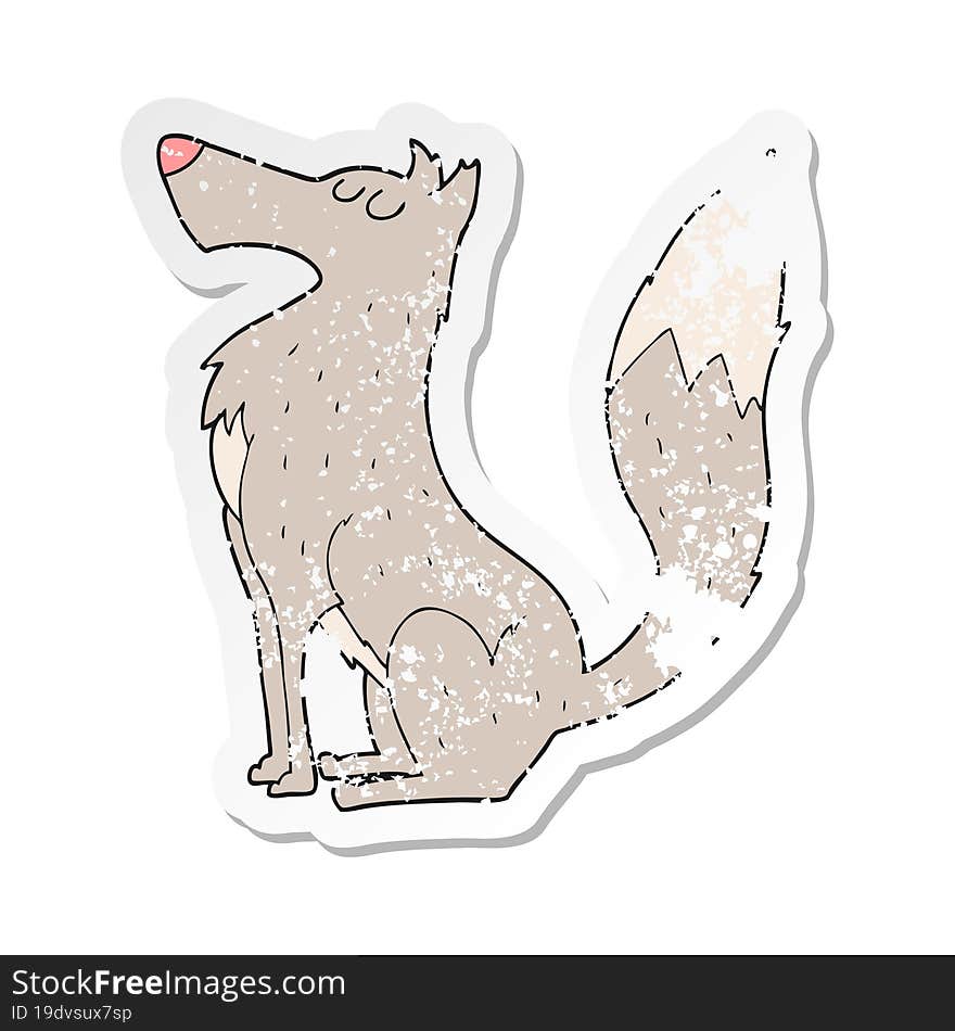 Retro Distressed Sticker Of A Cartoon Wolf