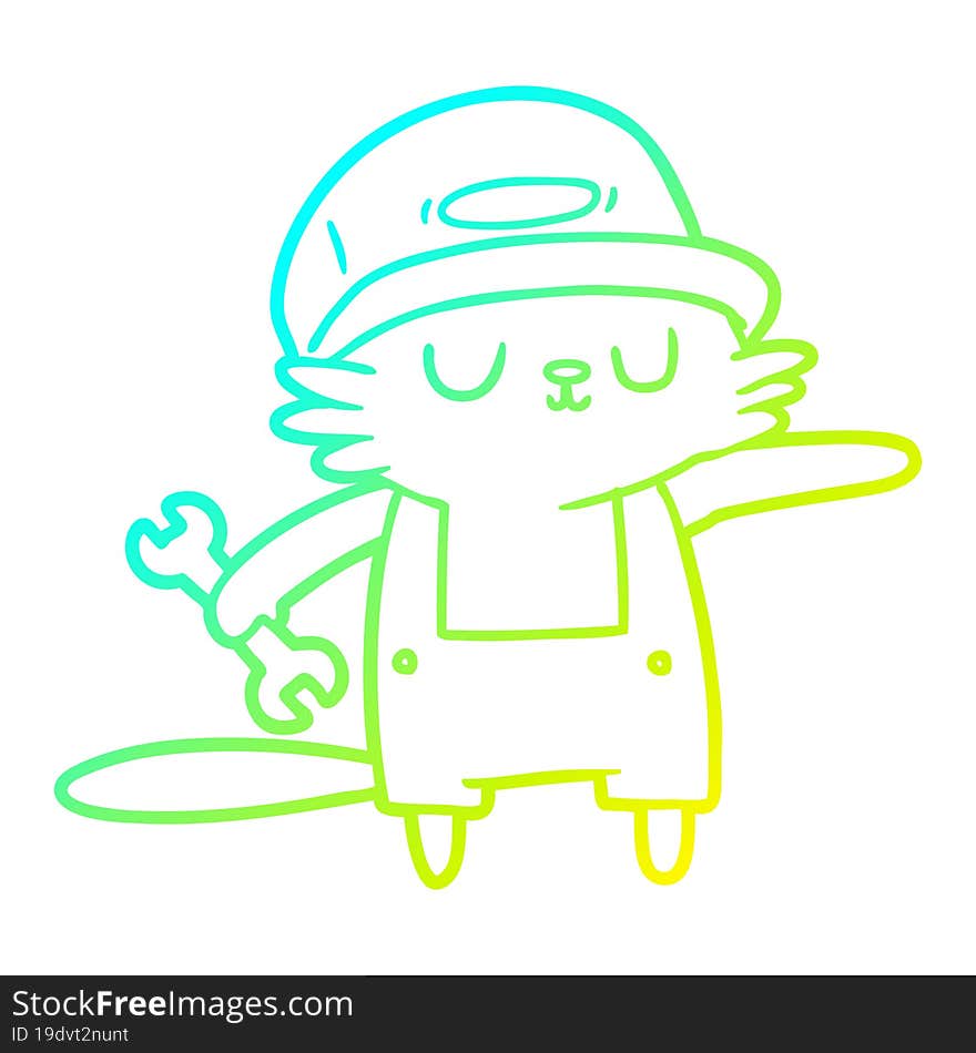 cold gradient line drawing cartoon cat builder