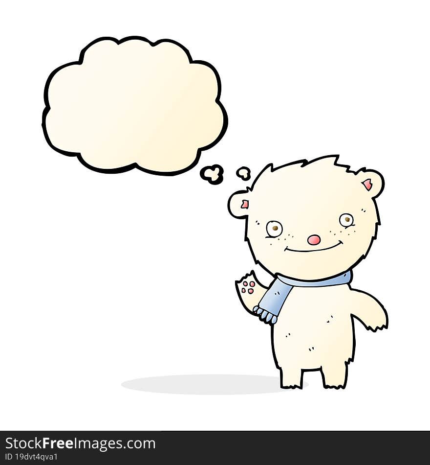 cartoon cute polar bear with thought bubble