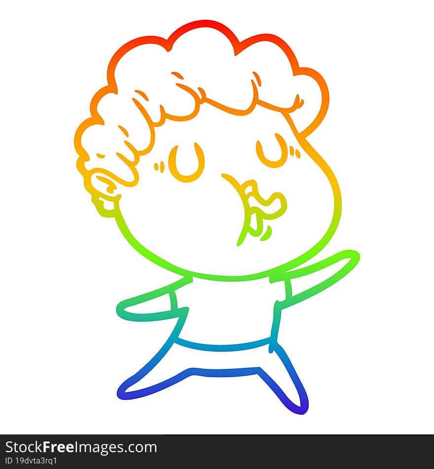 rainbow gradient line drawing cartoon man singing