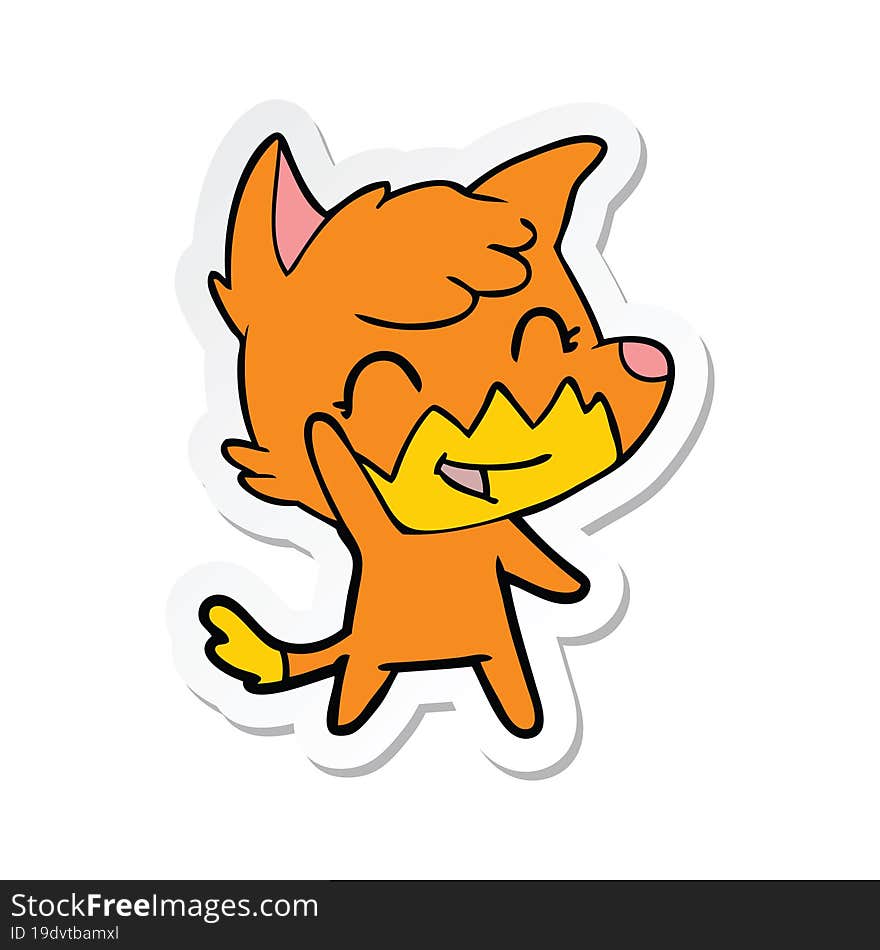 sticker of a happy cartoon fox