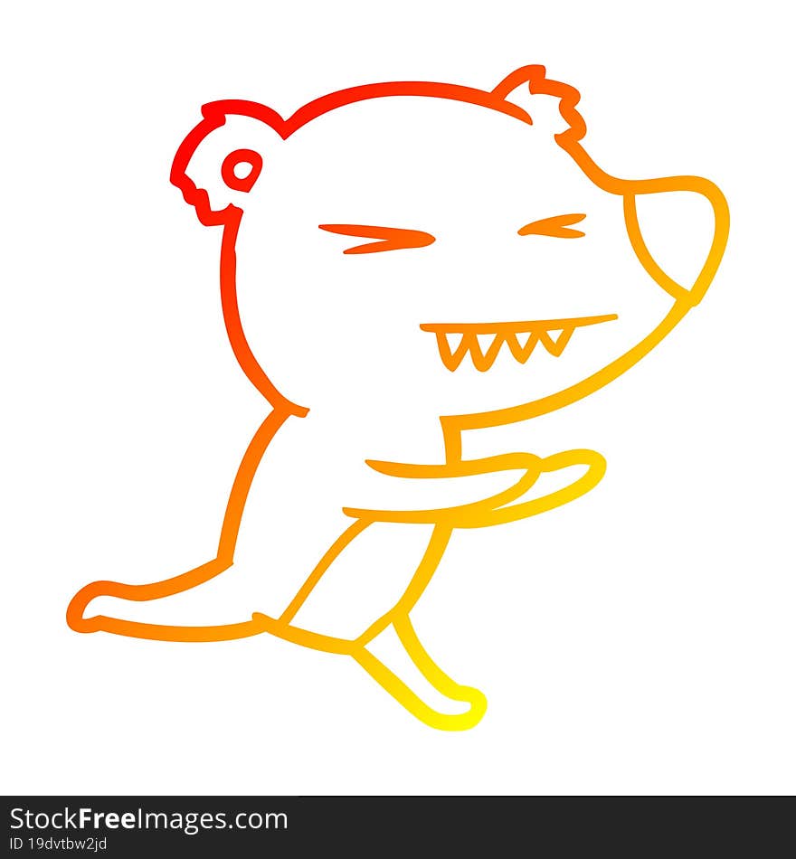 Warm Gradient Line Drawing Angry Bear Cartoon