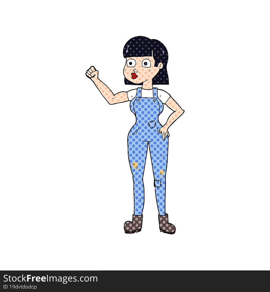 cartoon woman clenching fist