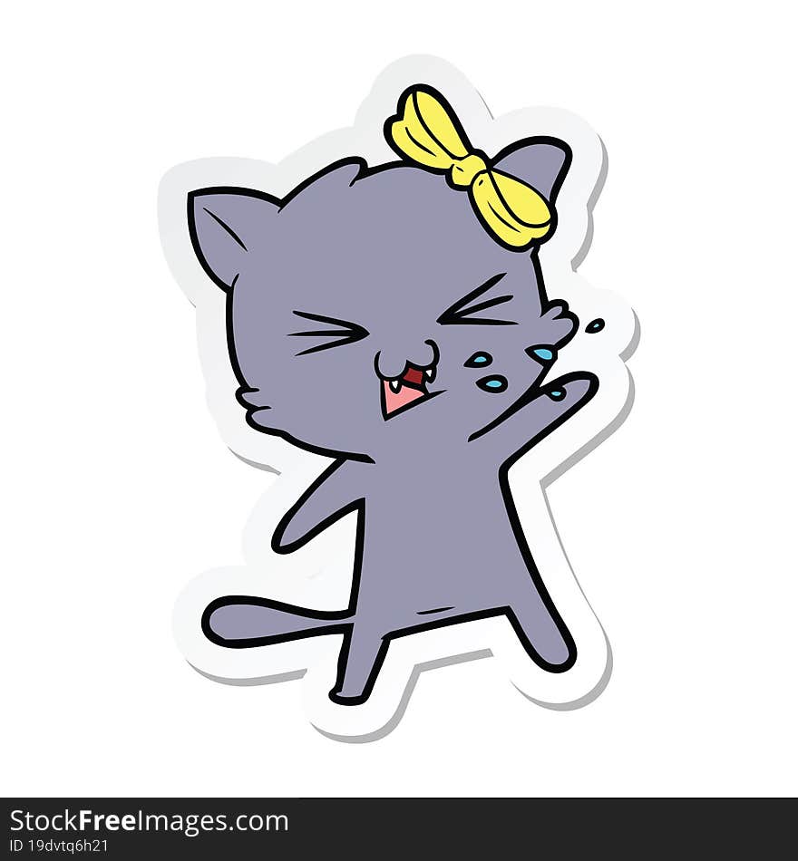 Sticker Of A Cartoon Cat