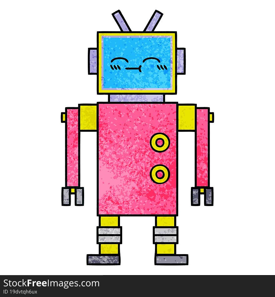 Retro Grunge Texture Cartoon Robot