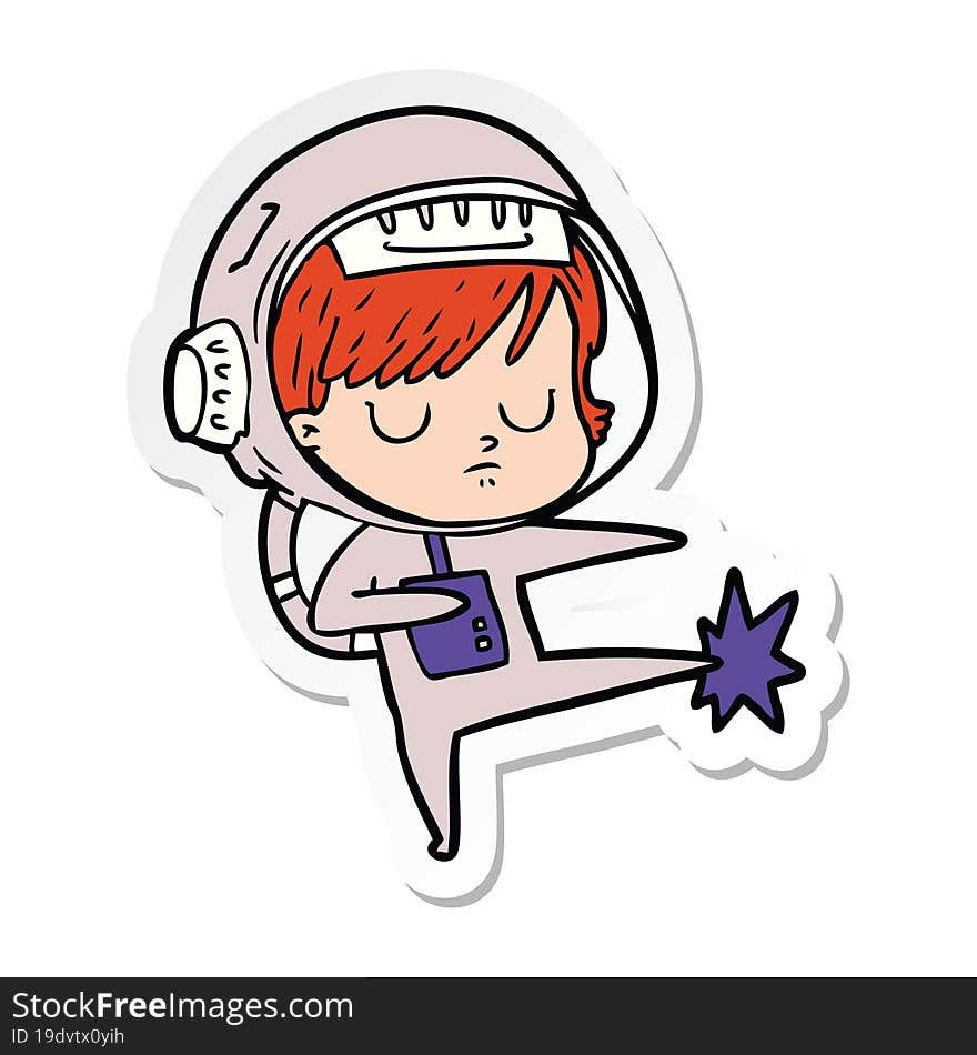 sticker of a cartoon astronaut woman