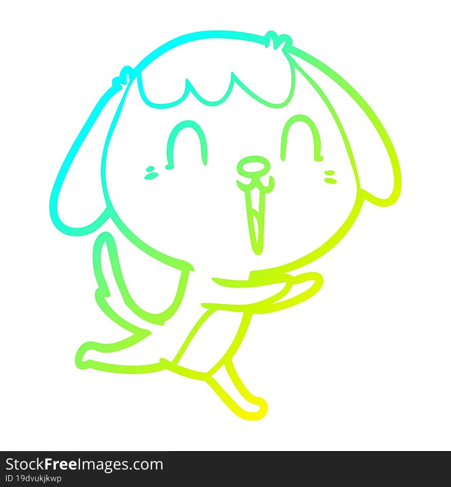 cold gradient line drawing cute cartoon dog