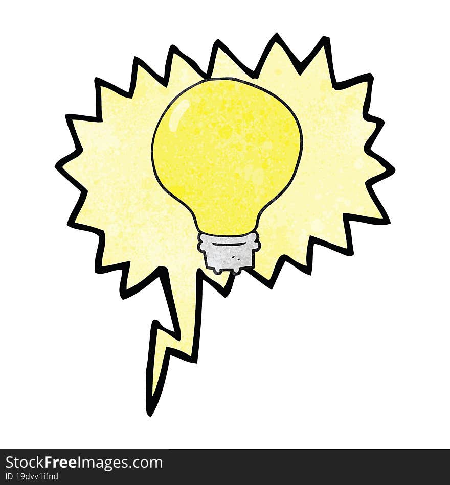 speech bubble textured cartoon light bulb