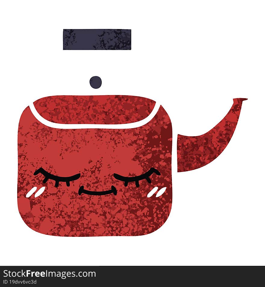 retro illustration style cartoon of a kettle