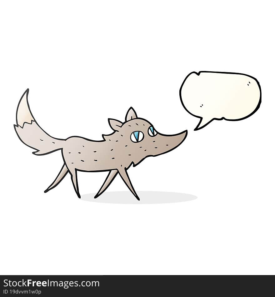 Speech Bubble Cartoon Little Wolf