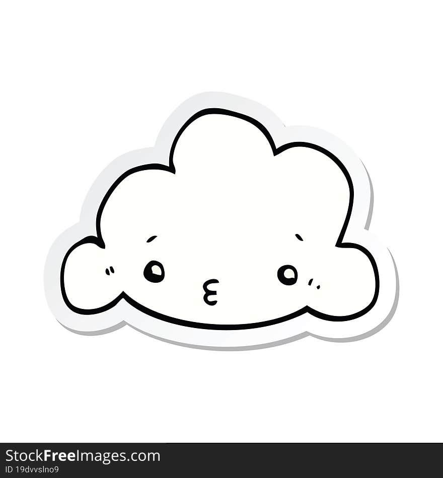 sticker of a cute cartoon cloud